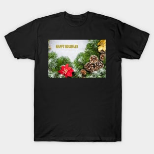 Christmas Wreath with Happy Holidays T-Shirt